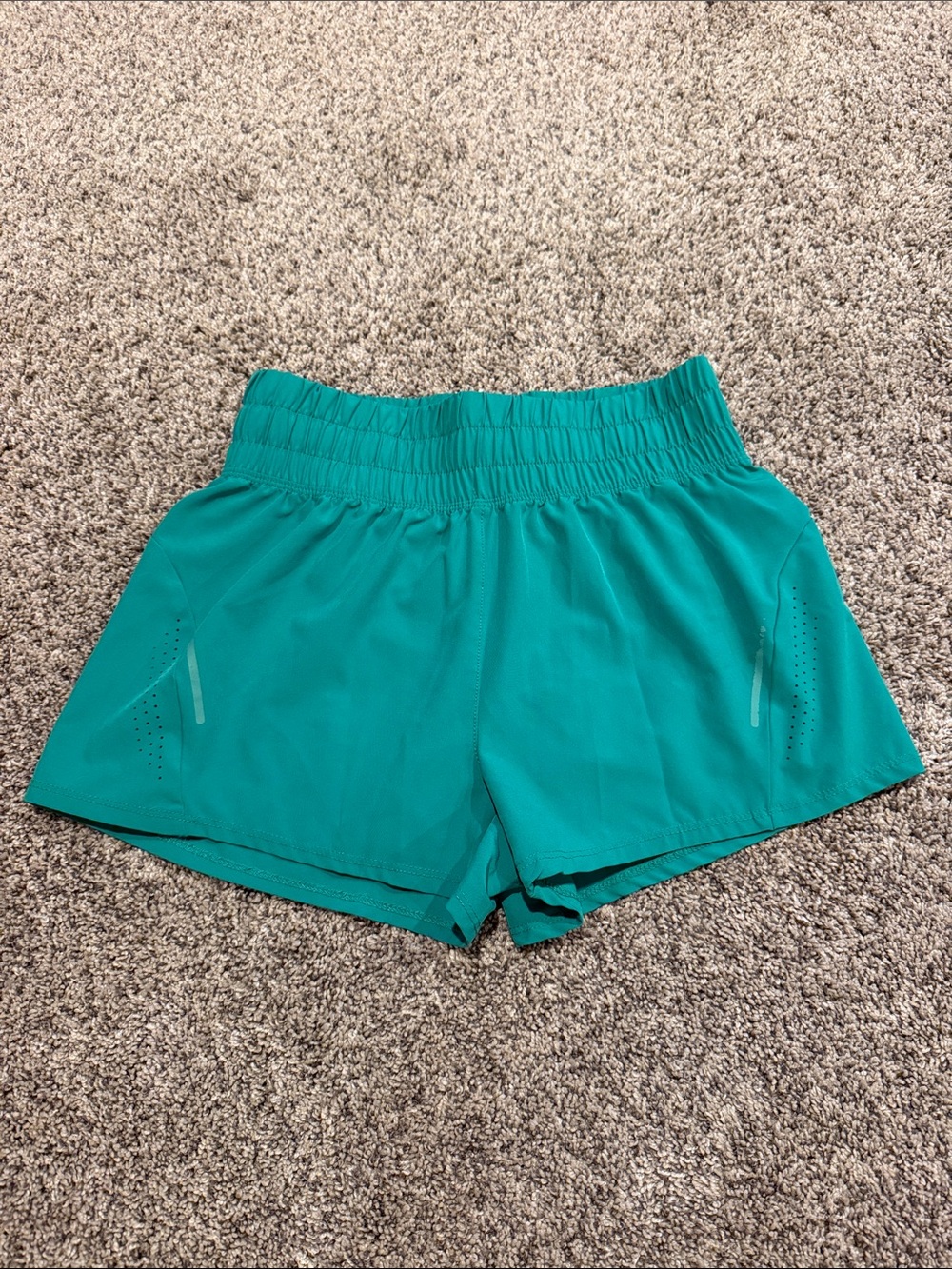 Asics Teal Athletic Shorts with Elastic Waistband
